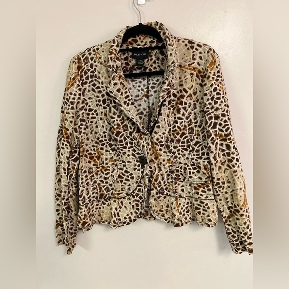 Focus 2000 100% Linen animal print blazer - Picture 1 of 6